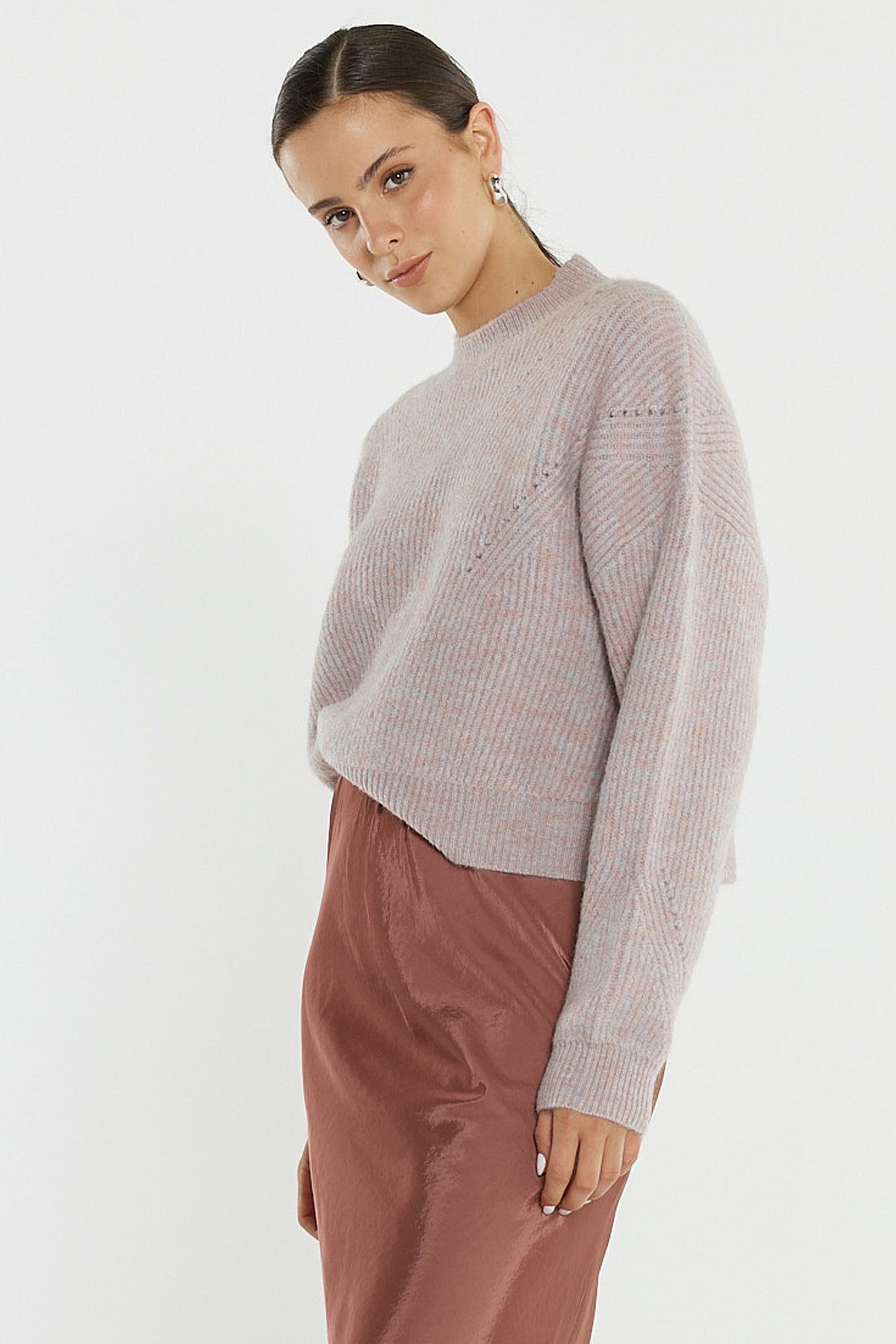 Sass Clothing Innes Pointelle Jumper (Pink Marle)