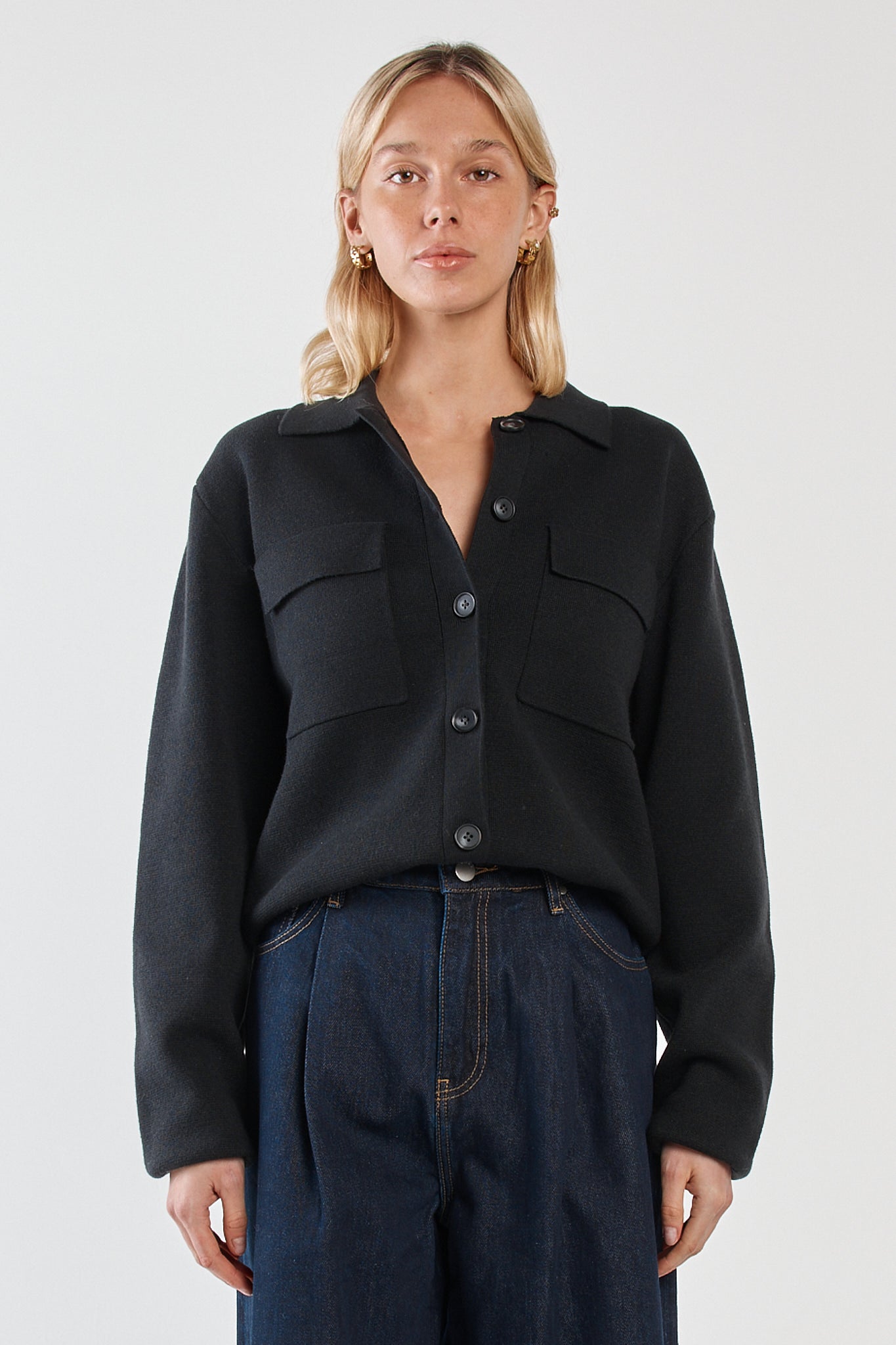 Image of Cardigans. Product name - Holliann Knit Cardigan Black in Black colour by brand - Sass Clothing