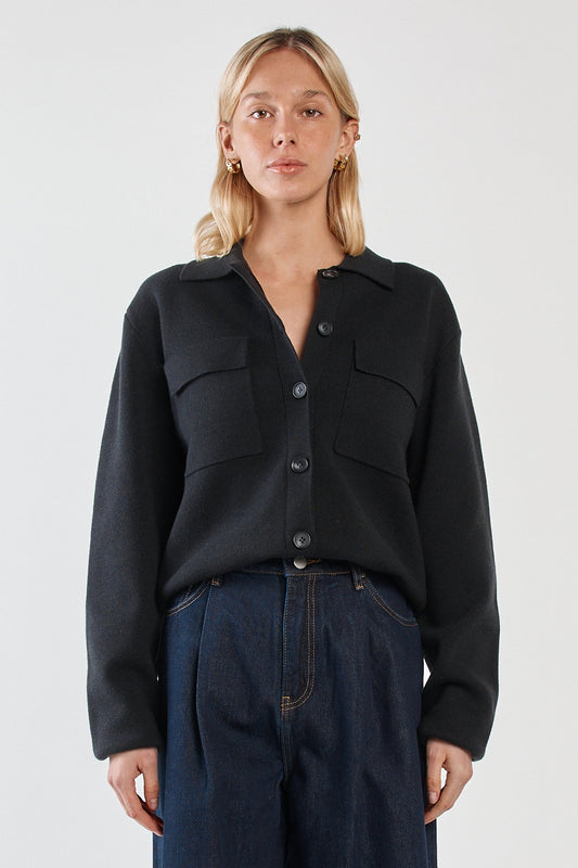 Image of Cardigans. Product name - Holliann Knit Cardigan Black in Black colour by brand - Sass Clothing