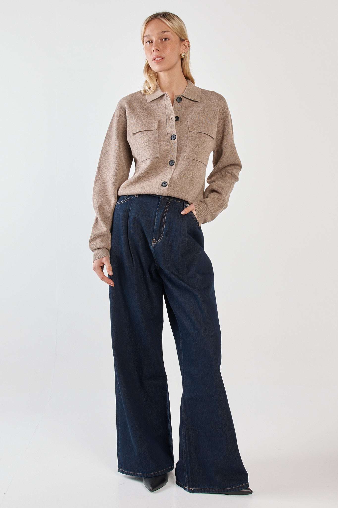 Sass Clothing Holliann Knit Cardigan (Mushroom)
