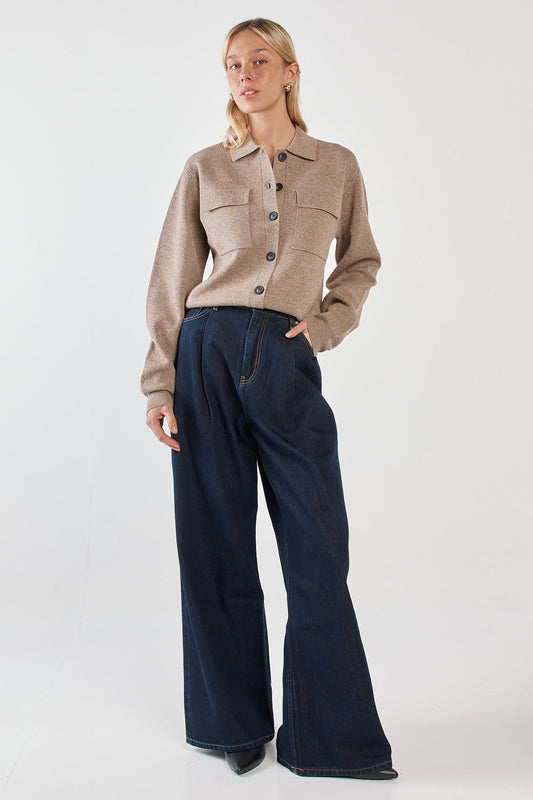 Sass Clothing Holliann Knit Cardigan (Mushroom)