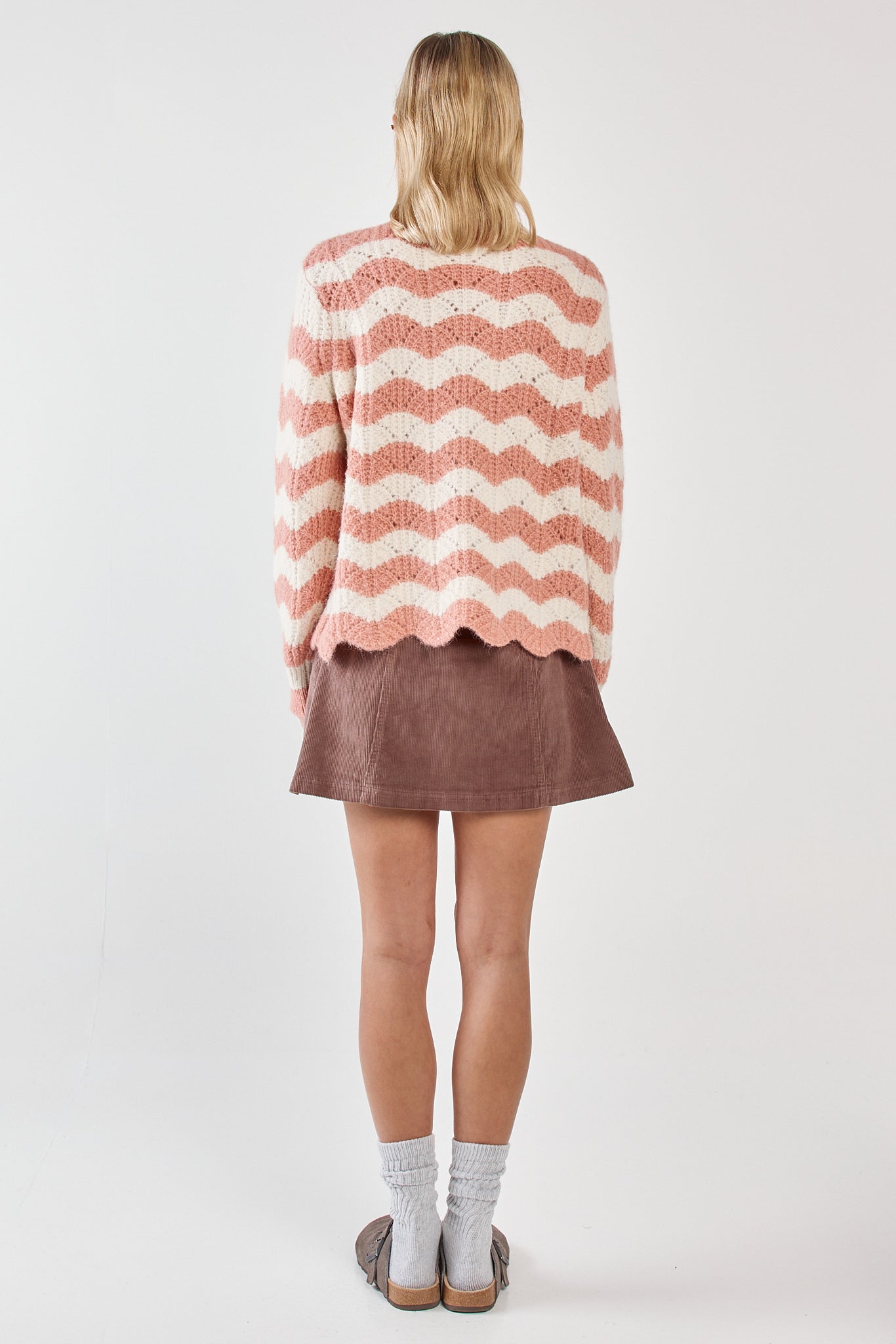 Sass Clothing Nikkita Wavy Stripe Knit (Cream/Pink)