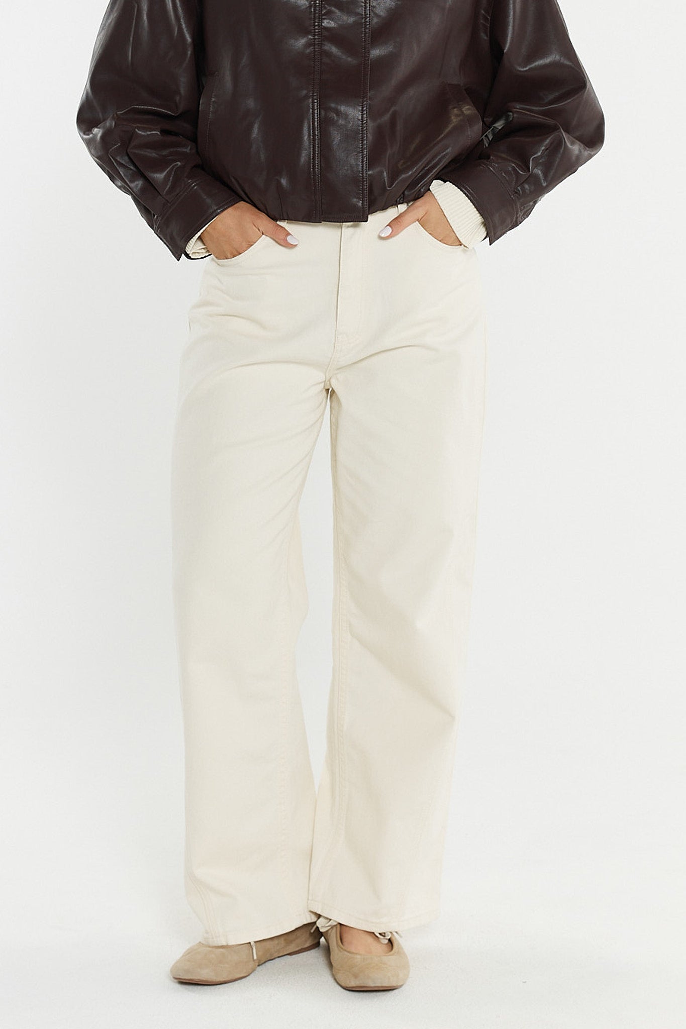 Sass Clothing Nuala Wide Leg Jean (Parchment)