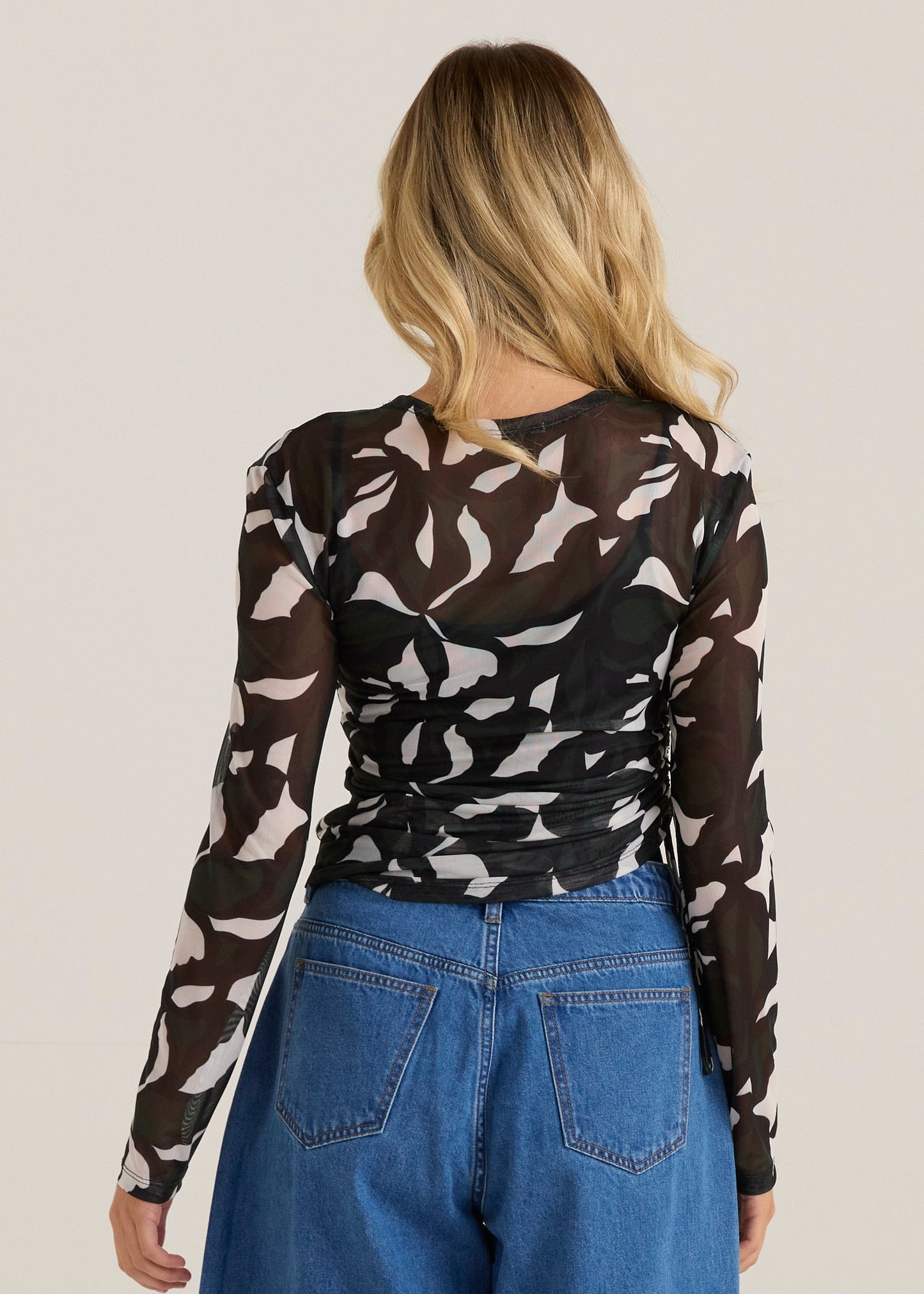 Sass Clothing Tarni Mesh Top (Iris Abstract Print)