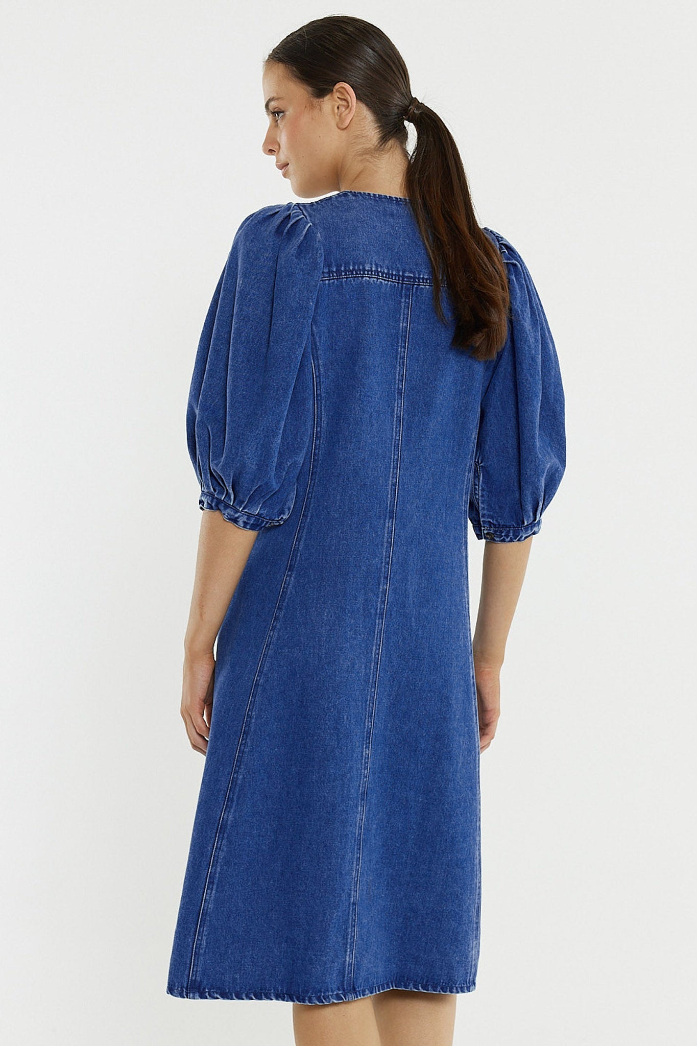 Sass Clothing Elijah Midi Denim Dress (Classic Blue)