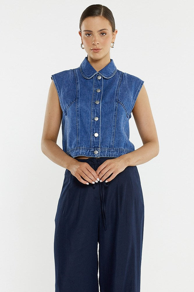 Sass Clothing Christian Denim Vest (Classic Blue)