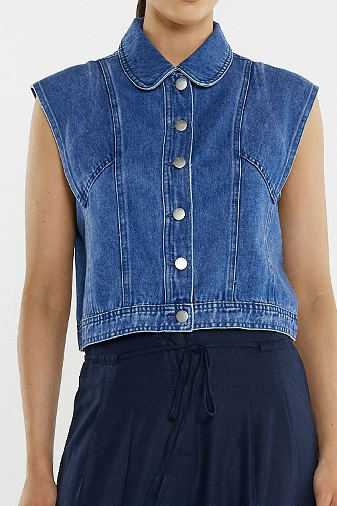 Sass Clothing Christian Denim Vest (Classic Blue)