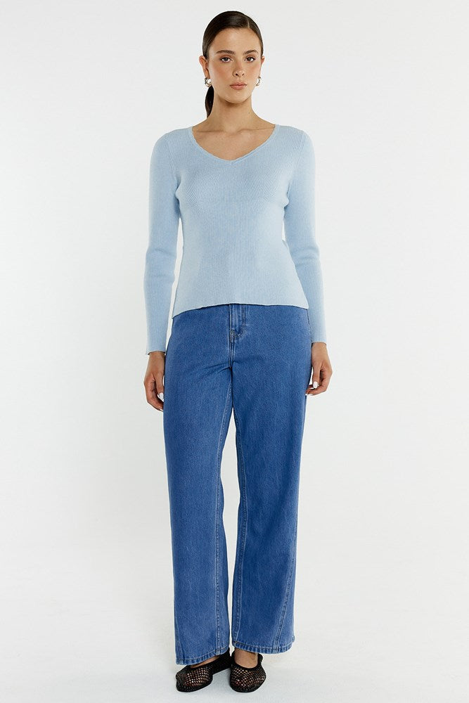 Sass Clothing Hope Trim Knit Top (Seafoam)