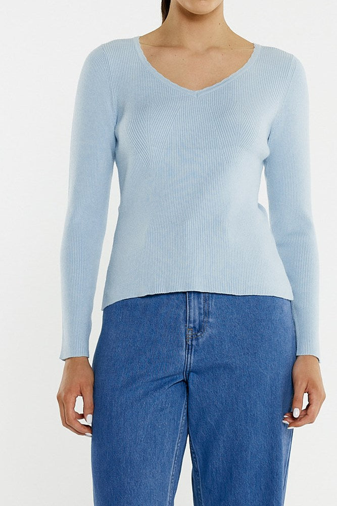 Sass Clothing Hope Trim Knit Top (Seafoam)