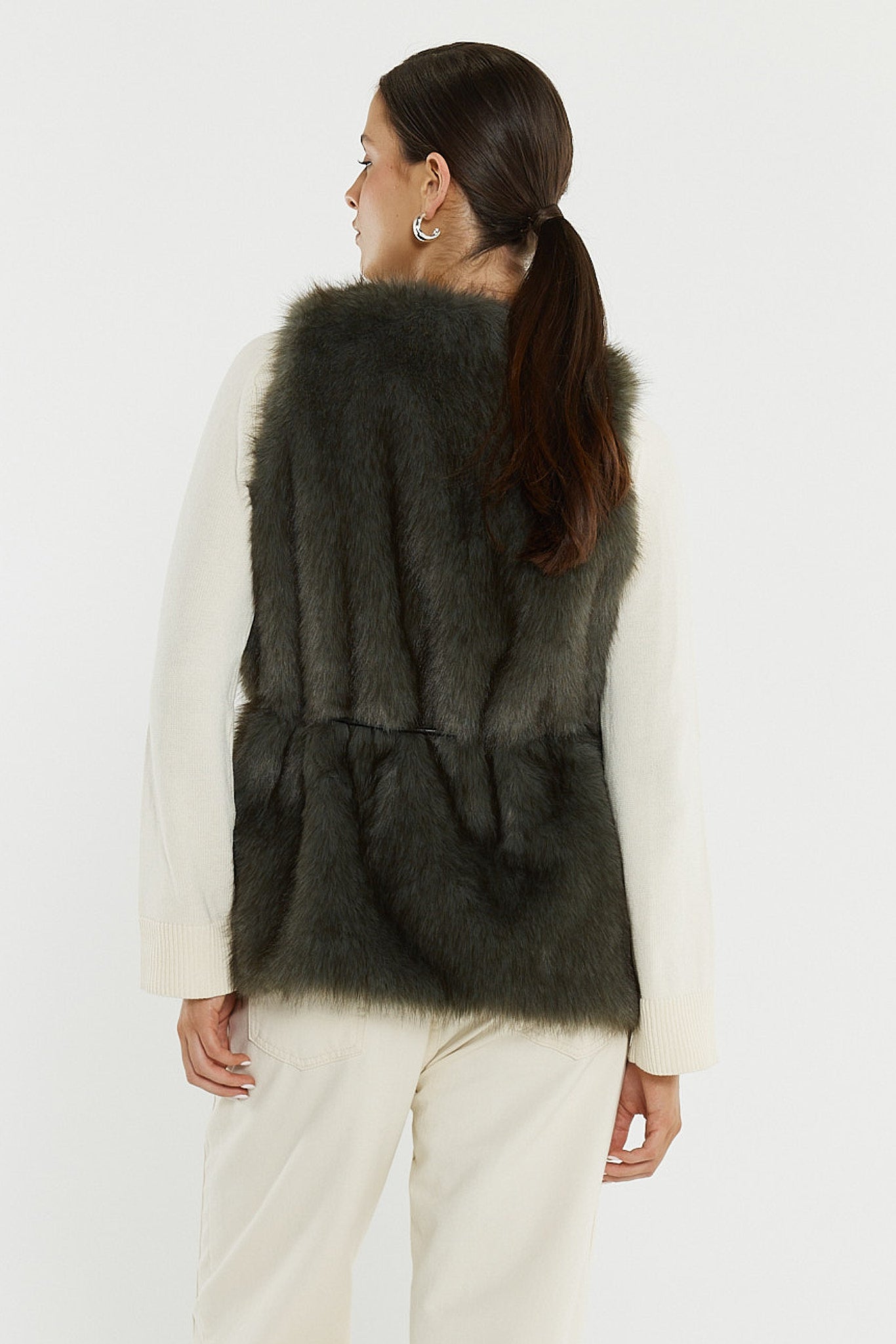 Sass Clothing Riya Fur Gilet (Evergreen)