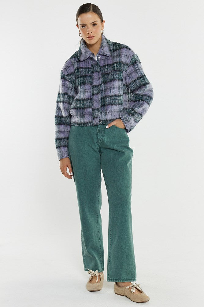 Sass Clothing Zoe Cropped Coat (Purple Check)