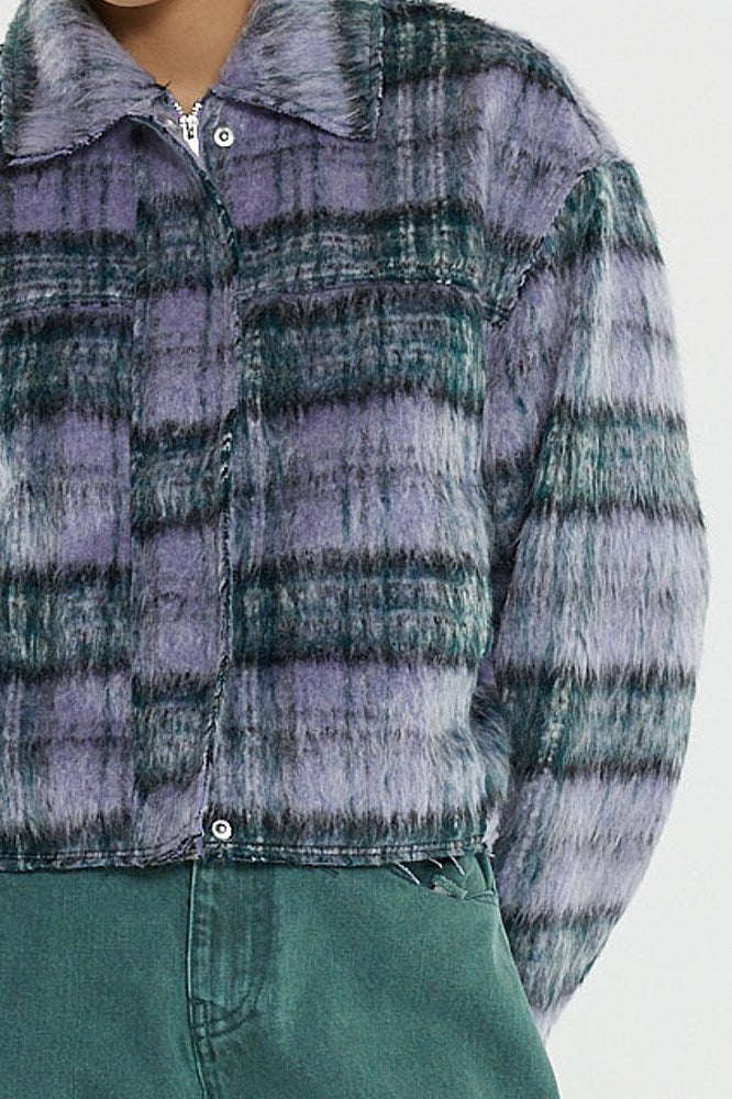 Sass Clothing Zoe Cropped Coat (Purple Check)