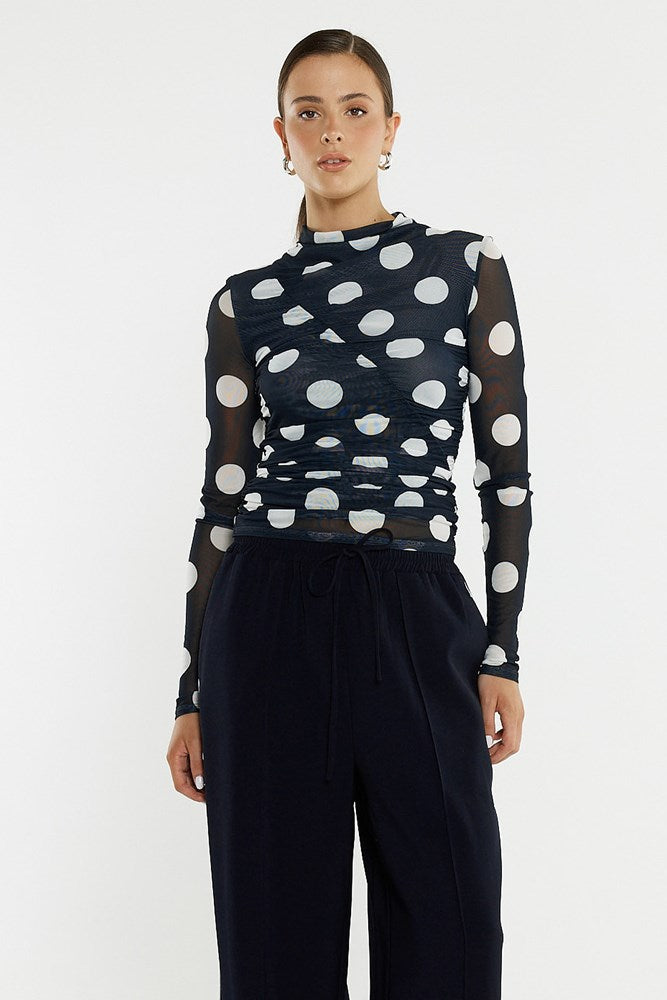 Sass Clothing Pammie Seamed Mesh Top (Spot)