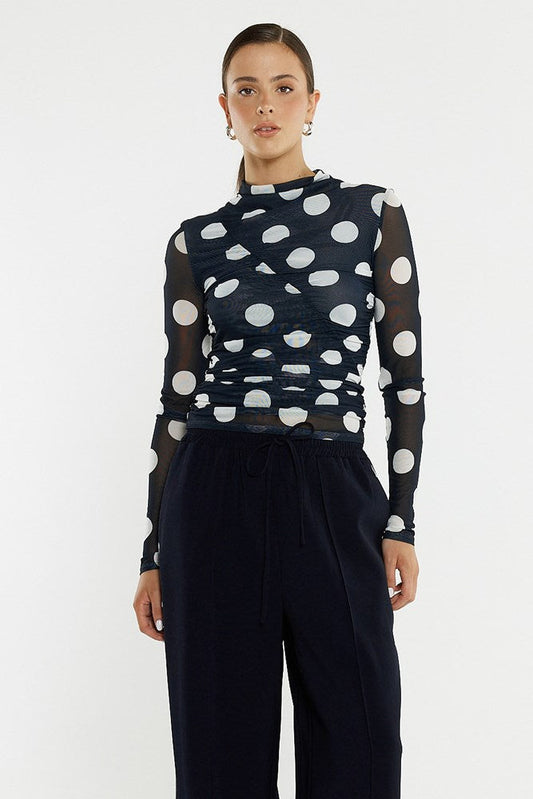 Sass Clothing Pammie Seamed Mesh Top (Spot)