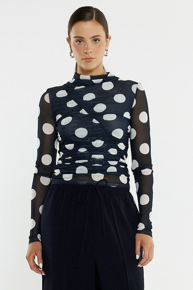 Sass Clothing Pammie Seamed Mesh Top (Spot)