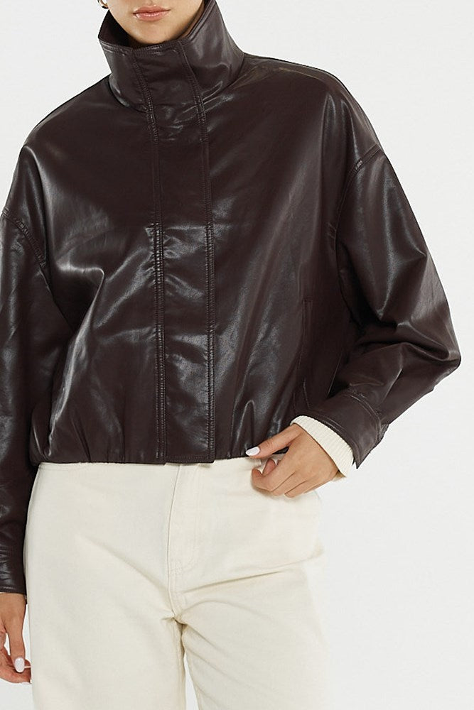 Sass Clothing Jude Leather Look Bomber (Burgandy)