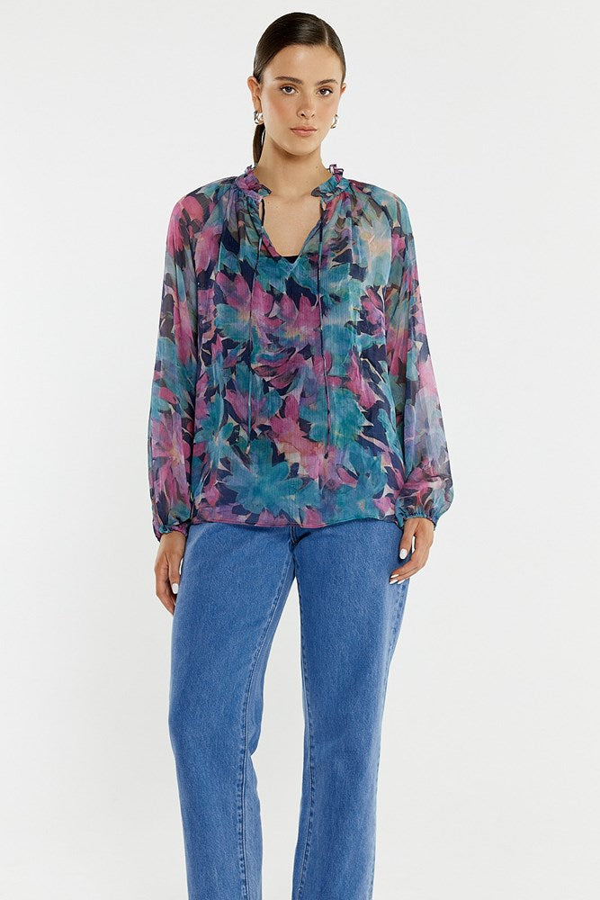 Sass Clothing Willow Tie Front Blouse (Native Orchid)