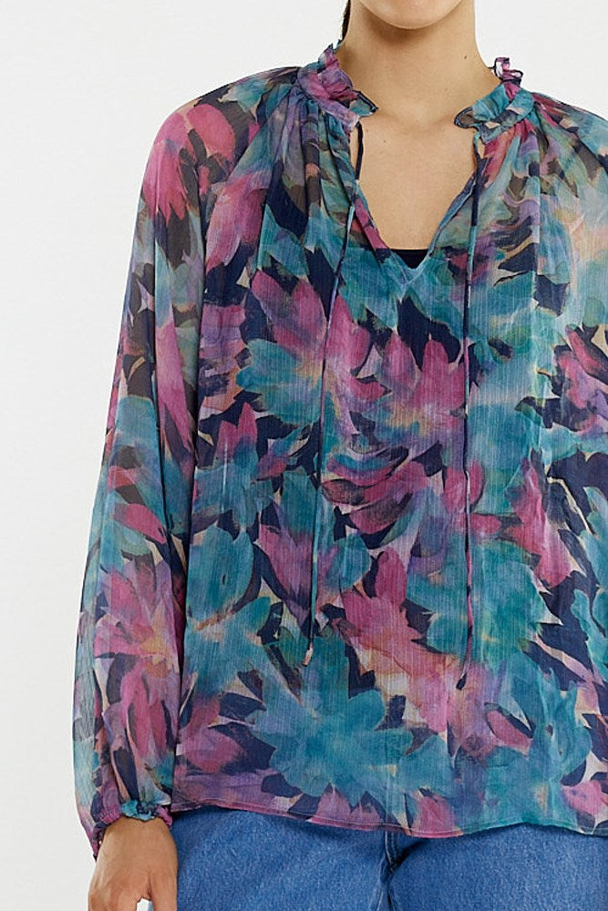 Sass Clothing Willow Tie Front Blouse (Native Orchid)