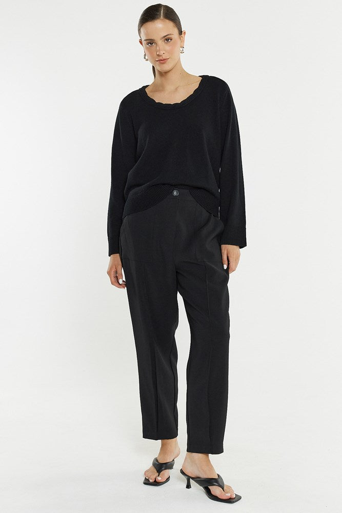 Sass Clothing Roe Braided Neck Knit (Black)