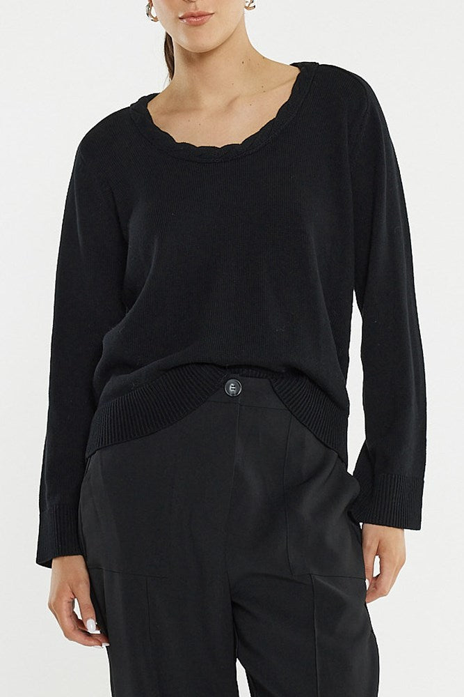 Sass Clothing Roe Braided Neck Knit (Black)