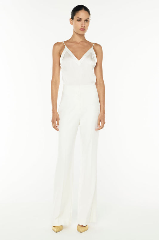 Image of a model wearing Pants. Productname: Major Suit High Waisted Pant in IVORY colour by brand - Manning Cartell
