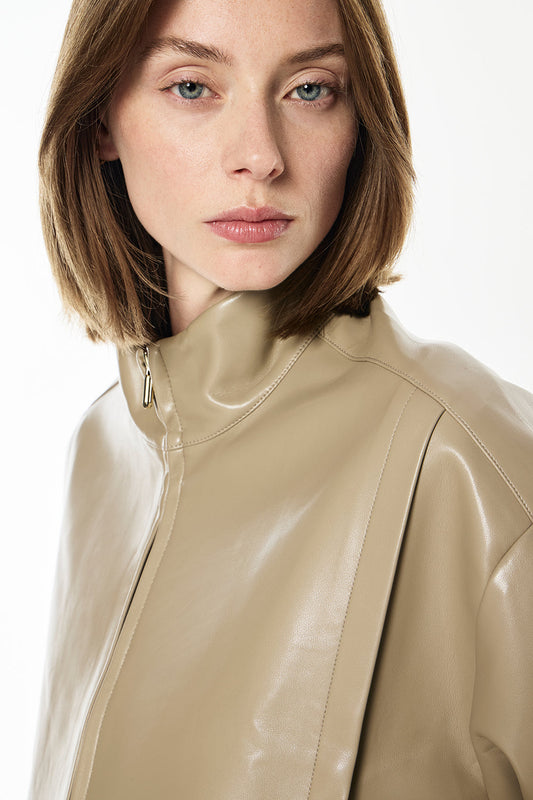 Major Players Cropped Bomber (Taupe)