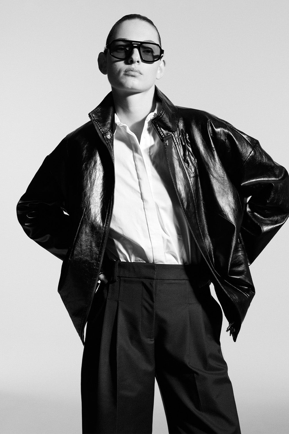 Image of a model wearing Outerwear. Productname: Love X Love Bomber in Black colour by brand - Manning Cartell