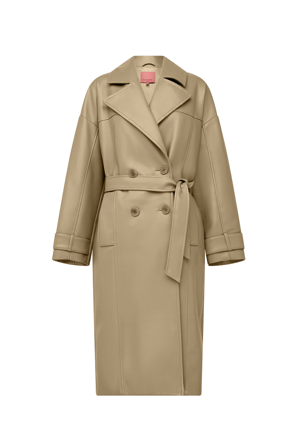 Image of a model wearing Outerwear. Productname: Major Players Trench in Taupe colour by brand - Manning Cartell