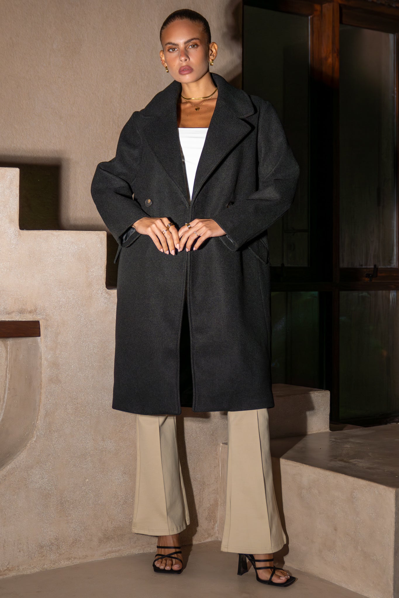 Heychic Huxley Double Breasted Coat (Black)