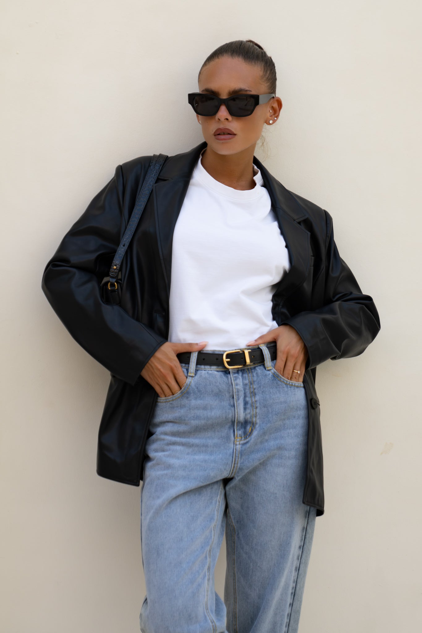 Heychic Ellison Faux Leather Jacket (Black)