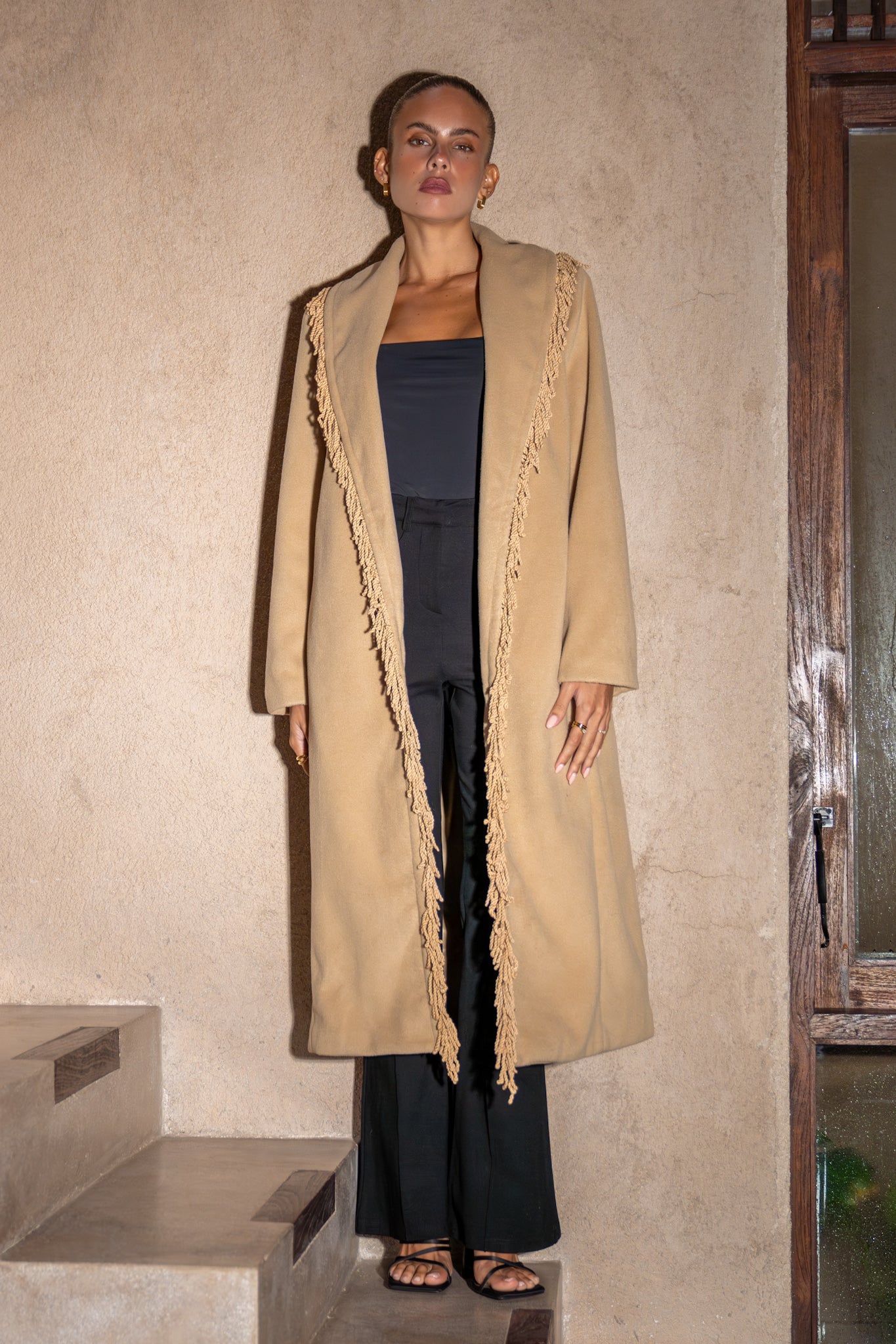 Heychic Lennon Fringed Coat (Camel)