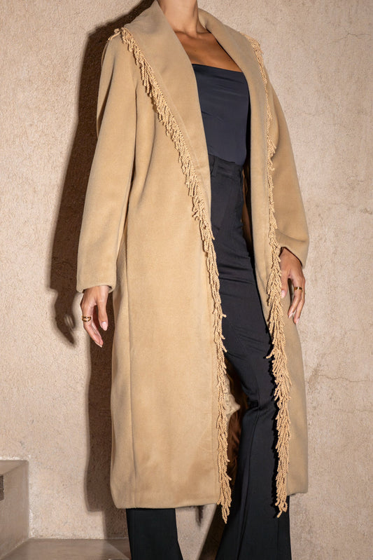 Heychic Lennon Fringed Coat (Camel)