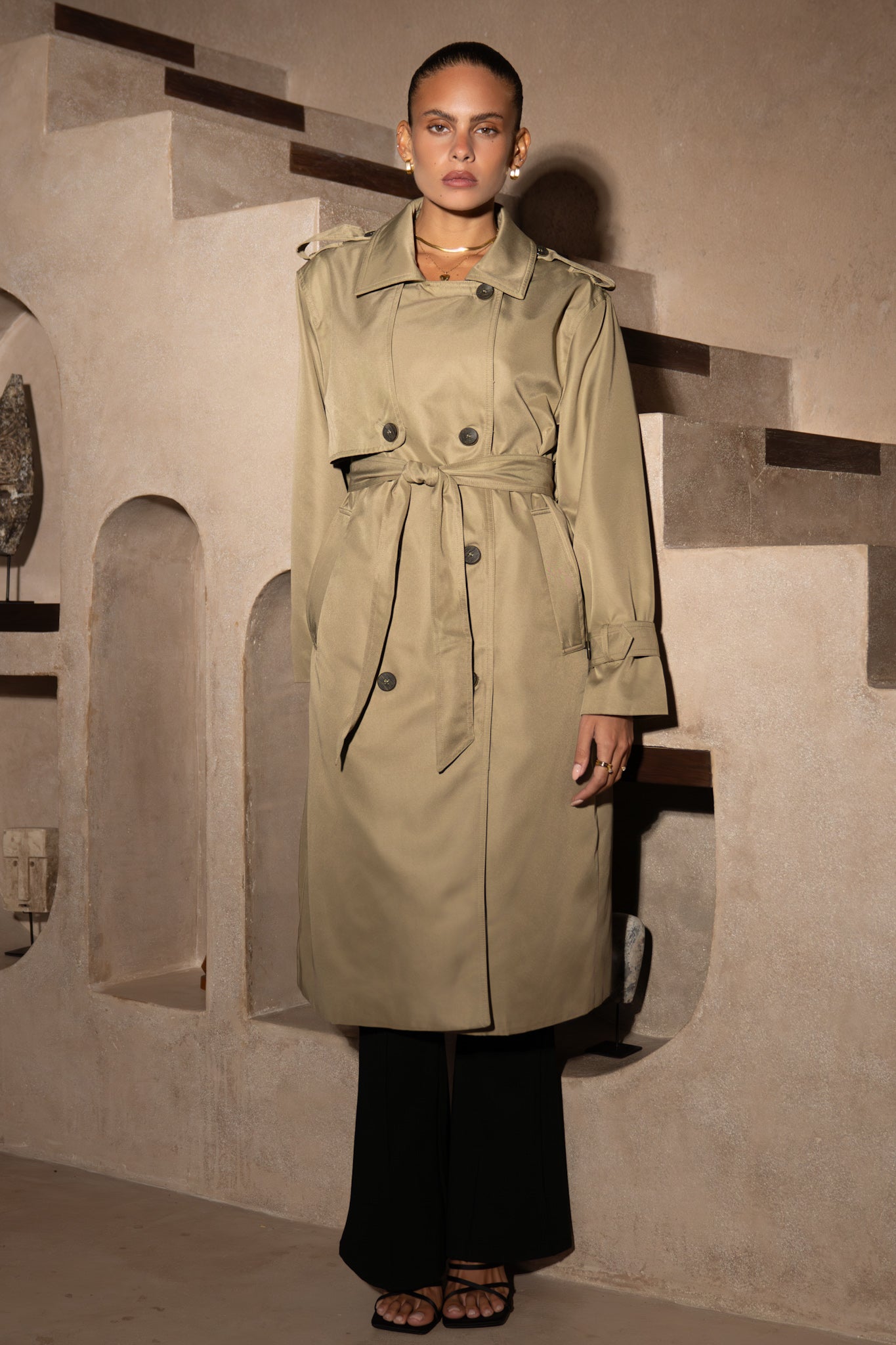 Heychic Trace Trench Coat (Khaki)