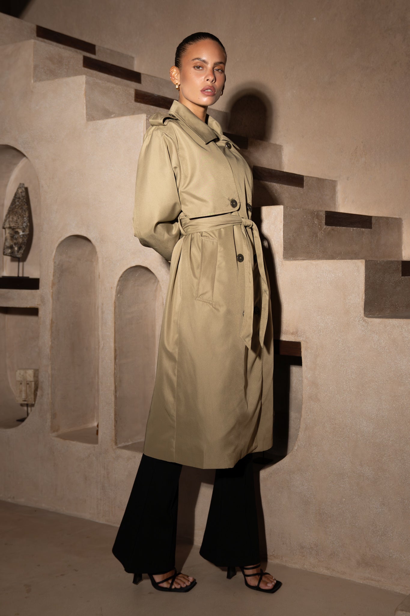 Heychic Trace Trench Coat (Khaki)
