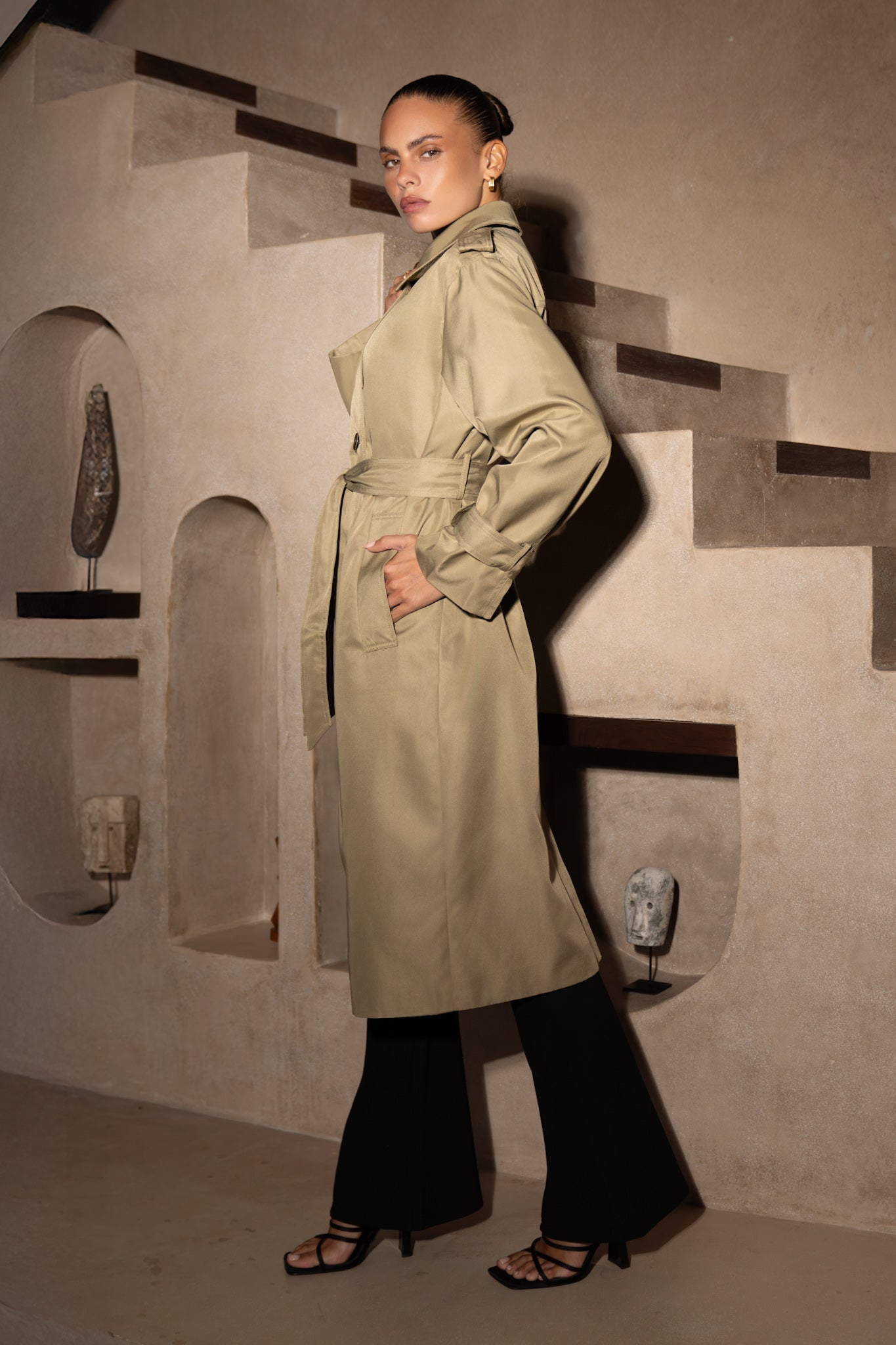 Heychic Trace Trench Coat (Khaki)