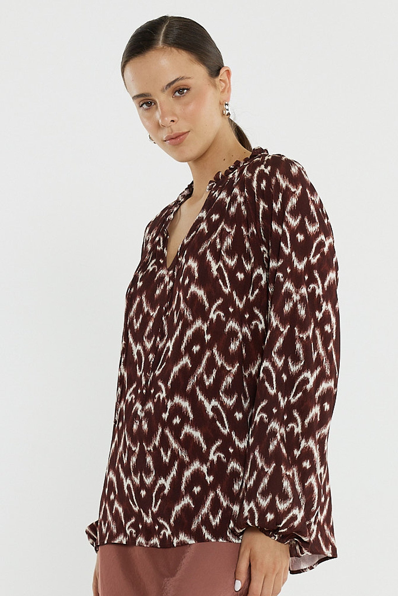 Sass Clothing Willow Tie Front Blouse (Ikat)