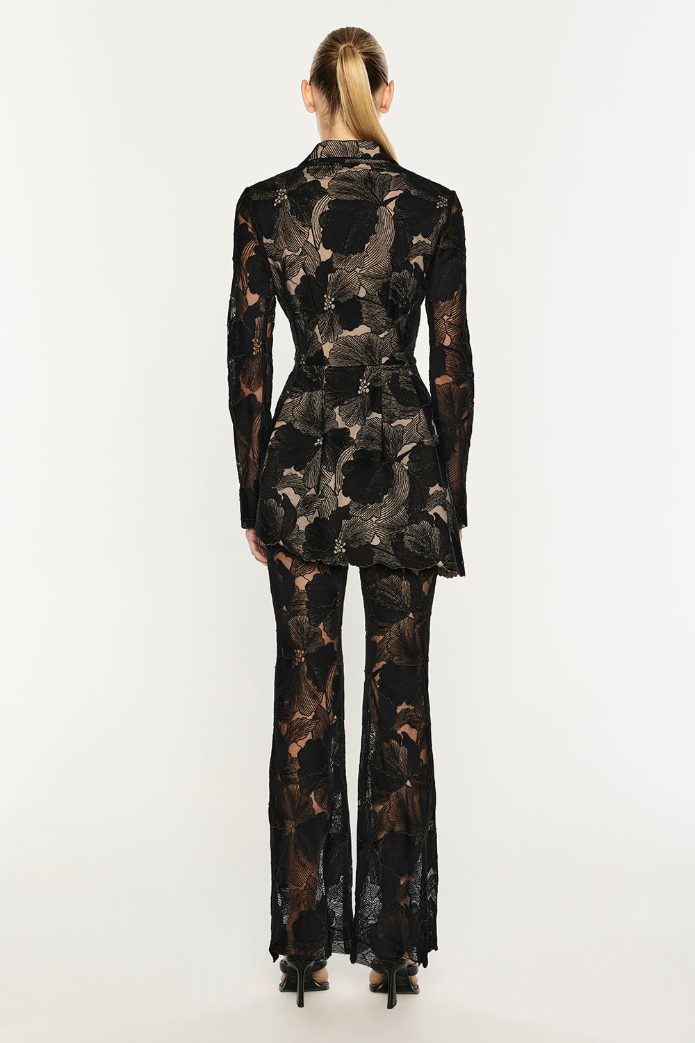 Sheer Force Peplum Blazer (Black)