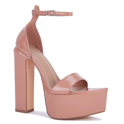 Image of Sandals. Product name - Zwinny Women's Fast Fashion NUDE PATENT Novo Sandals in Nude Patent colour by brand - NOVO