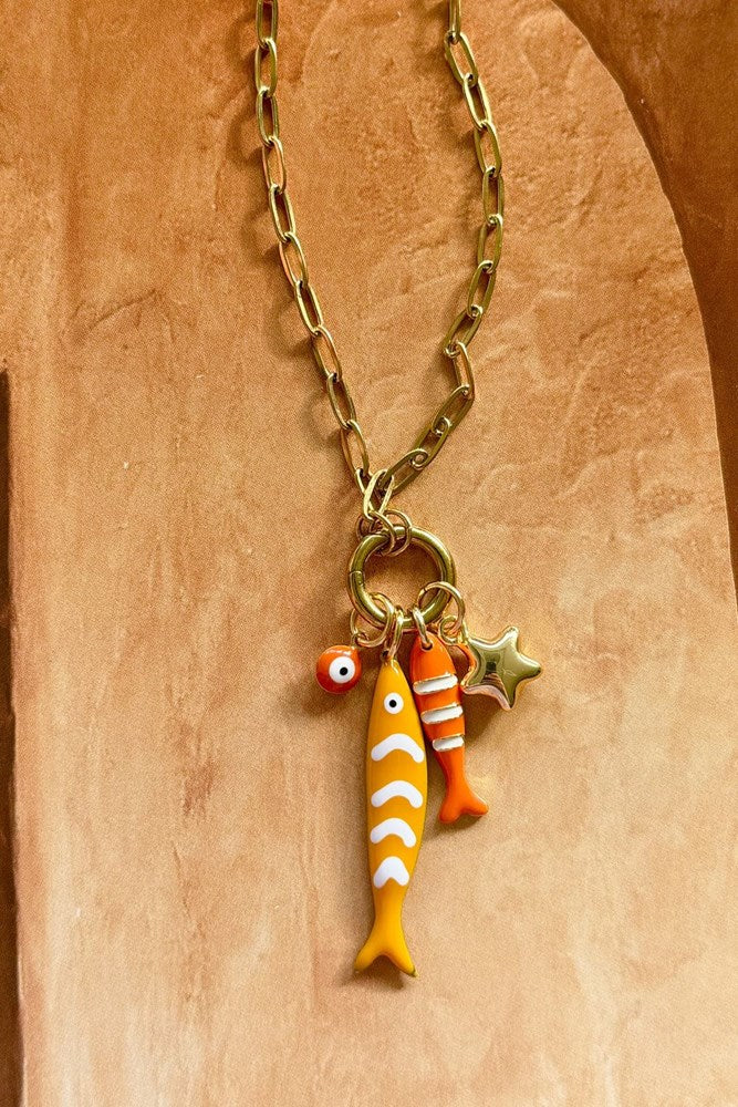 Image of Necklaces. Product name - Sunset catch necklace in Gold colour by brand - Betty Basics