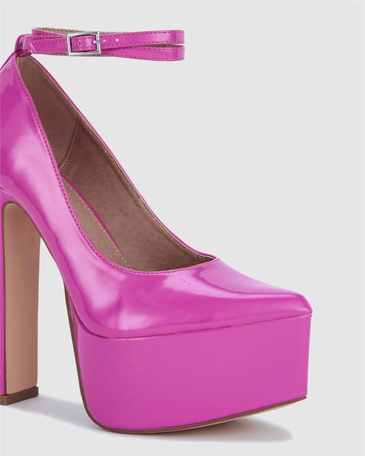 Image of Sandals. Product name - Zarmania Women's Fast Fashion MAGENTA PATENT Novo Sandals in Magenta Patent colour by brand - NOVO