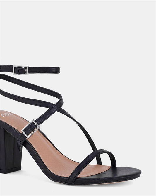 Image of Sandals. Product name - Udare Women's Strappy Low Heel BLACK Novo Sandals in Black colour by brand - NOVO