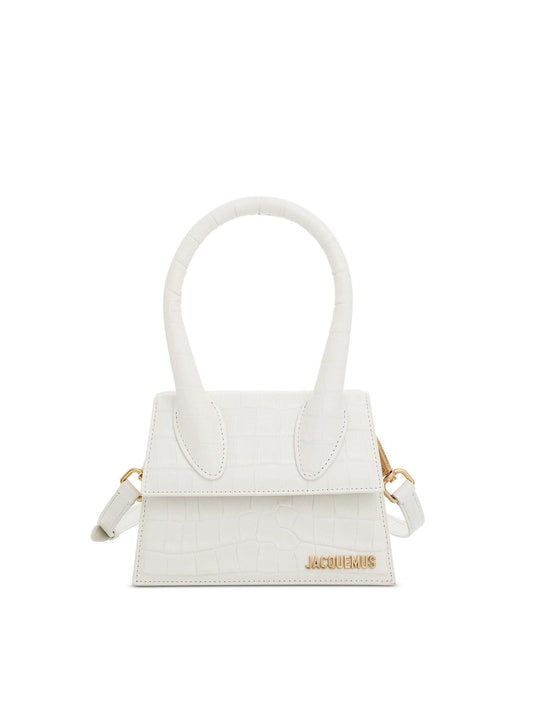 Image of Bags. Productname: JACQUEMUS Le Chiquito Moyen Croc Embossed Leather Bag in WHITE colour by brand - JACQUEMUS