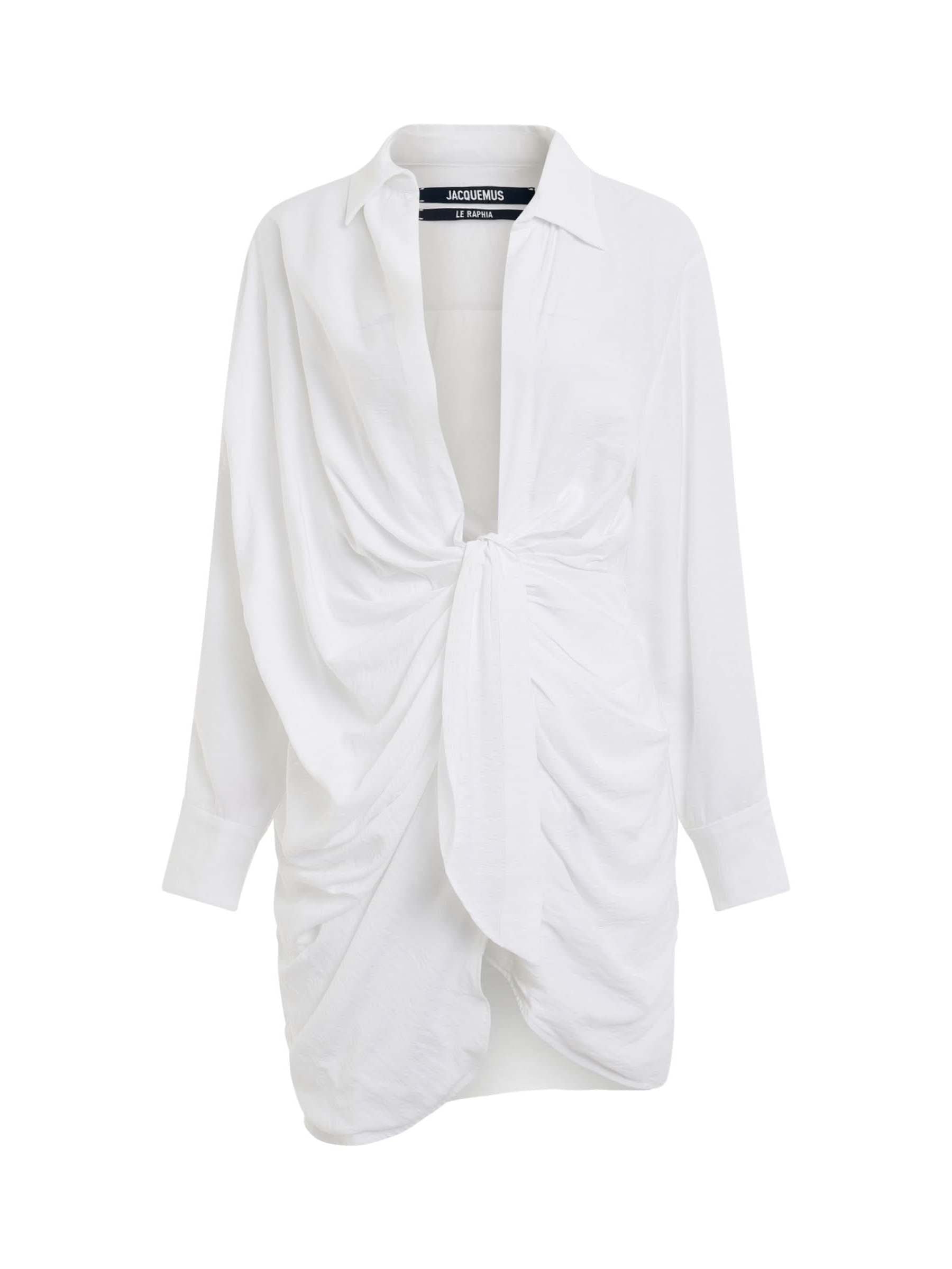 Image of a model wearing Dress. Productname: JACQUEMUS Bahia Sash Dress in White colour by brand - JACQUEMUS