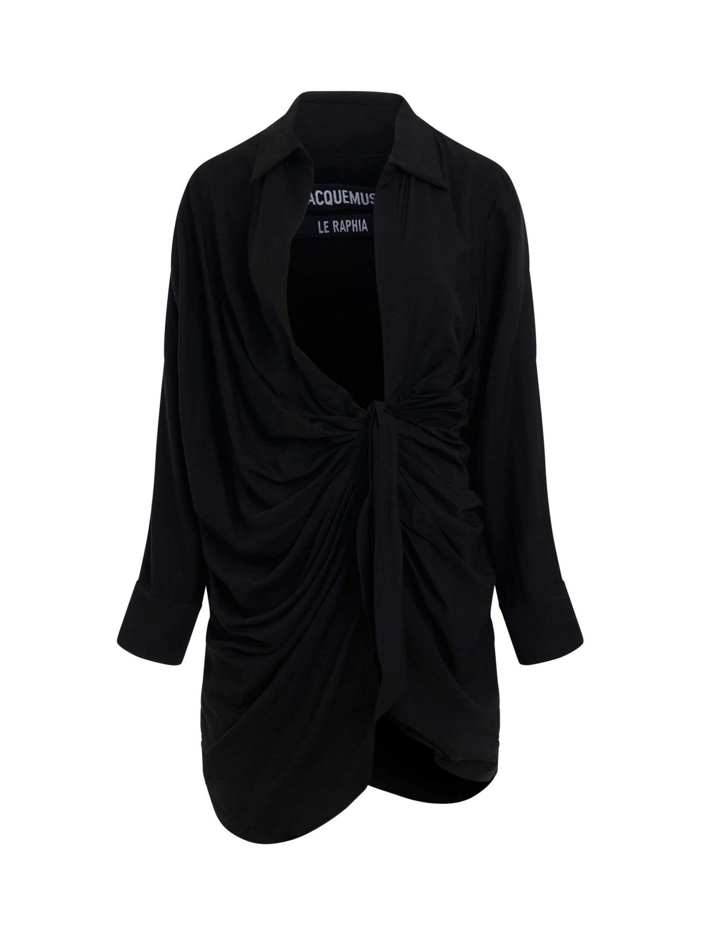 Image of a model wearing Dress. Productname: JACQUEMUS Bahia Sash Dress in Black colour by brand - JACQUEMUS