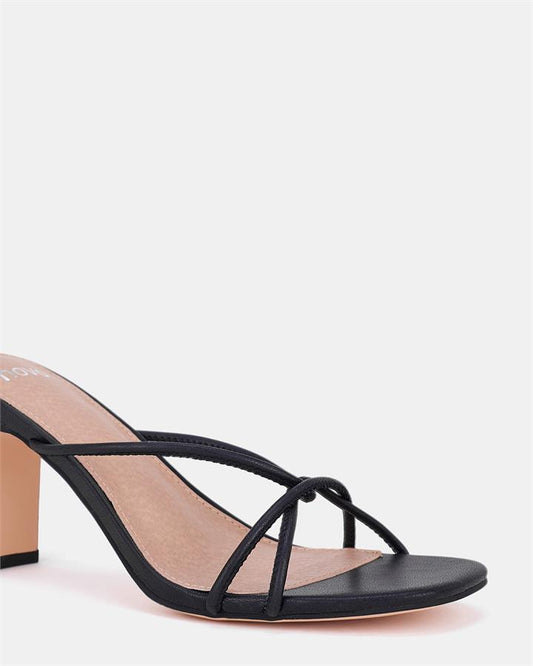 Image of Sandals. Product name - Ugenie Women's Strappy Low Heel BLACK Novo Sandals in Black colour by brand - NOVO