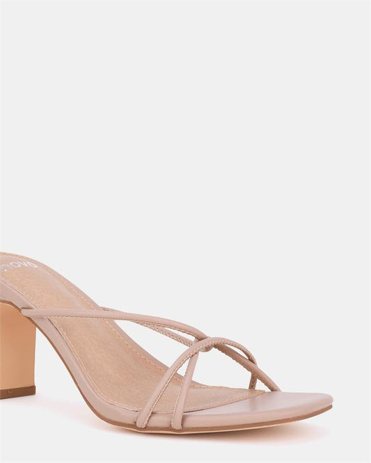 Image of Sandals. Product name - Ugenie Women's Strappy Low Heel Nude Novo Sandals in Nude colour by brand - NOVO