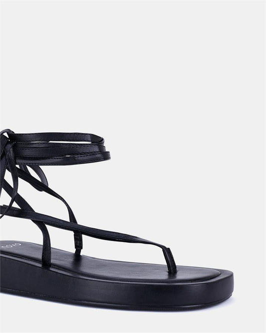 Image of Sandals. Product name - Talisha Women's Strappy Flat BLACK Novo Sandals in Black colour by brand - NOVO