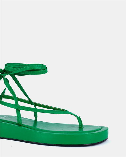 Image of Sandals. Product name - Talisha Women's Strappy Flat GREEN Novo Sandals in Green colour by brand - NOVO