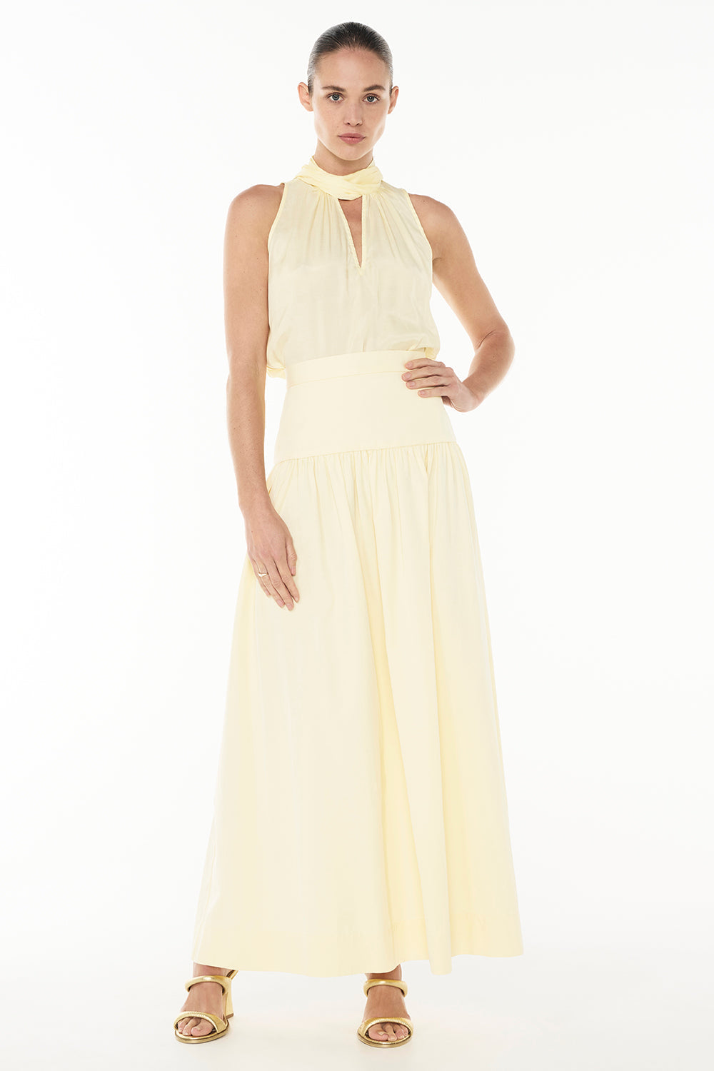 Image of a model wearing Skirts. Productname: Dune Rider Skirt in PALE YELLOW colour by brand - Manning Cartell