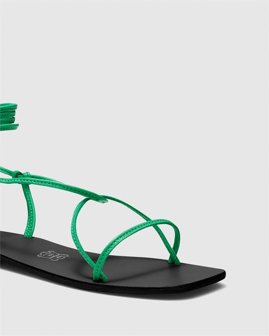 Image of Sandals. Product name - Sanfransisco Women's Strappy Flat GREEN Novo Sandals in Green colour by brand - NOVO